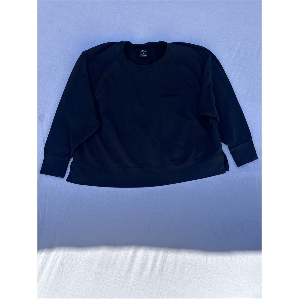Nike Sweatshirt Plus Dri-Fit Versa‎ Black Cropped Training AO2279-010 Sz 3X